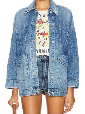 We The Free Oversized Light Blue Denim Jacket